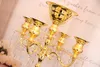 Holders H75cm * W48cm, Gold color 5 Heads Crystal Candelabra, Candle Holder, wedding Centerpiece, flower bowl Candle holder with pendants