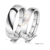 Biżuteria mody 316L Silna stal nierdzewna Silver Half Heart Simple Circle Real Love Para Ring Pierścienie Pierścionki zaręczynowe Valentin9451240