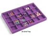 Upscale Purple Velvet Smycken Display Tray Smycken Box Ringar Halsband Örhängen Armband Bray Smycken Arrangör
