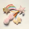 2017 New Girls Fashion Barrettes 10pcslot Glitter Felt Hairpins Hair Clip Top Quality Synthetic Kids PU Leather Girls Hair Bows B9397991