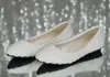 Pearl Bridal Flattie Wit Kant goedkoop in voorraad Gratis verzending Bruids Dames Schoenen Formele Prom Party Schoenen Klaar om te verzenden 2015