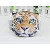 Spedizione gratuita mini cool testa di animale borsa a forma di portafoglio portamonete portamonete burse con cerniera stampa tigre / leopardo / leone YC2017