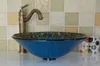 Bathroom tempered glass sink handcraft counter top round basin wash basins cloakroom shampoo vessel bowl HX024