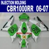 Injektionsgjutning ABS BodyKits för Honda Fairings CBR1000RR 2006 2007 Green White Go Fairing Kit CBR 1000 RR 06 07 VV38