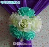 Élégant soie artificielle Rose fleurs fond gaze rideau Clips Bouquets pour mariage toile de fond décoration accessoires fournitures