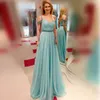 Billiga brudtärna klänningar Dark Turquoise Chiffon Maid of Honor -klänningar Formella veck bröllop Gästklänning A Line Crystals 2019 SASH220W