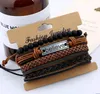 Punk Retro Vintage Weave Bracelet Sets PU Leather Believe Braided Rope Hand Jewelry for Men Women