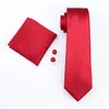 ファーストスタッフの赤いネクタイメンズ高品質シルクハンキーカフスブリンクジャカード編まれた赤正式なビジネスネクタイ男性のネクタイセットN-0206