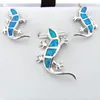 fashion jewelry blue pendant and earrings set Mexican fire opal