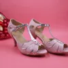 Scarpe da sposa rosa cipria Décolleté da donna Tacco medio Cinturini a T Chiusura con fibbia Party Dance 3 "Tacchi alti Sandali da donna Tacco a forma di gattino su ordinazione