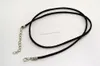 Gratis frakt Partihandel 100st / Lot Black Korean Soft Velvet Cord Silver Tone Hummer Clasp Fit DIY Halsband 21 "# AC39