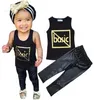 Baby Clothes Kids Striped Letter T Shirts Pants Outfits Boys Grid Cross Tops Pants Suits Never Grow UP Cartoon Fashion Kids Clothing B3559