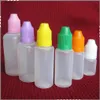 Coloré 5 ml 10 ml 15 ml 20 ml 30 ml 50 ml Flacons compte-gouttes en plastique liquide vide E avec bouchons de bouteille à l'épreuve des enfants et embouts d'aiguille DHL gratuit