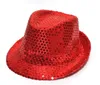 12 pièces/lot enfants Bling Bling casquette de Jazz enfants garçons filles scène spectacle chapeau adultes Panama Jazz casquettes fascinateur fête Costume paillettes Fedora chapeau