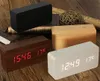 Modern sensor Wood Clock Dual led display Bamboo Clock digital alarm clock Led Clock Show Temp Time Voice Control