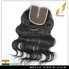 Indian Body Wave Haar met Colsure Virgin Menselijk Haar Middle Deel Kant Sluiting Grade 8A Haar Inslag Natuurlijke Kleur 8-30 Inch Bella