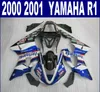 Högkvalitativa ABS Fairings Set för Yamaha 2000 2001 YZF R1 Blue White Black Motorcykel Fairing Kit YZF1000 00 01 BR32