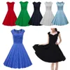 Partihandel-Hot New 2016 Summer Women Casual Dresses Retro Party Robe Rockabilly 50s Black Vintage Dress Plus Size Vestidos Billiga Gratis Ship