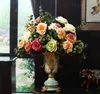 ヨーロッパ主義人工キャンバスカラーローズフラワー装飾花 49 センチメートル長さ 6 つの大きな花良質のシルク手作り花