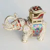 Faberge Elephant Tinket Biżuteria Ręcznie wykonana kryształowe koziołki kolekcjonerski figurka prezenty biżuterii kontenery pierścienia 208V