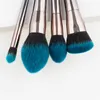 7PCS Flame Diamond Makeup Brush Sets With Mental Handle Blue dark Soft Brush Face Make Up Brush Eyebrow eyeshadow Powder Makeup Brushes Tool