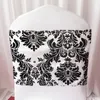 28cm*80cm White & Black Flocking Taffeta Chair Cover Sash With Tie Backs/ Elegance Damask Corset Chair Sash