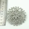 2,75 "Vintage Silver Tone Clear Rhinestone Crystal Diamante Bröllopstårta Brosch