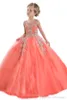 Crystal Girls Coral Pageant Dresses Jewel Sleeveless Zipper Ball Gome Power Dreest Pretty Long Little Girl Prom Dreess Bo893955547