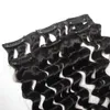 8pcs/lot 120g Brazilian Vrgin Deep Curly Clip In Human Hair Extensions #1B 16"-24" Remy Human Hair Clip In Hair Pieces