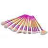 Kit pennelli trucco professionale 12 pezzi Sirena Ombretto Fondotinta in polvere Cosmetico Arcobaleno Set di pennelli trucco multiuso