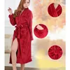 Hela kvinnor män badrock vinterrock lös långa ärmar korall fleece badrockar spa sjal unisex pyjame nightdress sömn klänning284e