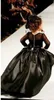 2019 Cupcake Princess Ball Gown Black Taffeta High Low Girl Pageant Dreess Long Sleeves Fashion Kids 형식 착용 무도 Gowns307m