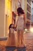 Mother Daughter Matching Dresses Mermaid Tulle Pearls Prom Party Dress Elegant Long Formal Dresses Evening Dresses
