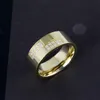 Tytanowa Biżuteria Sześcienna Cyrkonia Mężczyźni Pierścienie Moda Palcowe Ring Gold 8mm Rozmiar 7-13