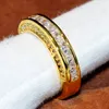 Taglia 5-11 Scintillanti gioielli di moda quadrati in oro giallo 14KT con taglio principessa, topazio bianco, pietre preziose, diamanti CZ, donne, Weddi330I