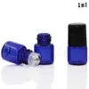 1ml 2ml 3ml Cobalt Blue Glass Micro Mini Roll on Glass Bottles avec Metal Roller Balls pour parfum parfum