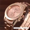 Modehorloge Vrouwen Mannen Genève Rvs Quartz Horloges Luxe Dames Cool Goud Analoog Drie Ogen Horloge