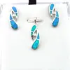 Bijoux en opale bleue avec pierre cz, ensemble pendentif et boucles d'oreilles tendance, opale de feu mexicaine 283p