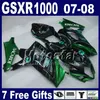 Gratis fraktkit för 07 08 GSXR 1000 SUZUKI GSXR1000 2007 GSX-R1000 2008 Alla svarta karosserier K7 FD23 + SEAT COWL