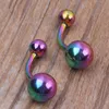 wholes 100pcslot mix 7 colors stainless steel Plated Titanium body piercing jewelry navel Bar belly button ring2619089