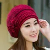 Flower Beret Womens Faux Fur Beanie Knitting Hat Crochet Winter Hat Snow Warm Slouchy Beanie Skull Cap by Fedex