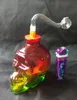 Frete grátis atacadistas vidro colorido crânio ossos cachimbo de água/bong de vidro, obtenha um conjunto completo de acessórios