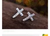 925 Sterling Silver Stud Earrings Fashion Jewelry Little Crosses Full of Diamond Crystal Elegant Style Earring for Women Girls High Quality