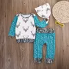 Nouvelle Arrivée Enfants Vêtements Automne Nouveau-Né Bébé Vêtements Cerf Tête Flèche Imprimé T-Shirt À Manches Longues + Pantalon + Chapeau 3 pcs Tenues Ensemble