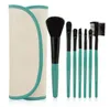 Makeupborstar Make Up Borste Set Kits Ögonfransborste Blush Borste Eye-Shadow Brush Sponge Sumudger 7Pieces Make Up Tools Pu Bag