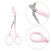 Girl Lady Eyebrow Trimmer Eyelash Thunning Shears Comb Eyelash Hair Clips Scissors som formar Eyebrow Grooming Cosmetic Tool Pink2851010