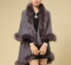 2015 Hiver Ladies Mounds Long Poncho Faux Fur Big Yards Tricoting Wool Cashmere Cardigan châles