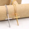 2017 Semestergåva för män Kvinnor Guld / Silver Rostfritt Stål Emmanuel Cross Pendant Halsband 2.2mm 20 tums oval kedja