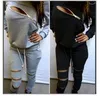 S-4XL Plus Größe 2016 Frauen Herbst Sweatshirt Front Zipper Oansatz Langarm Sexy Damen Workout Anzüge Pullover + Hosen