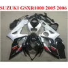 Anpassa motorcykeldelar till Suzuki GSXR1000 2005 2006 Fairing Kit K5 K6 05 06 GSXR 1000 Svart Silver ABS Fairings Set EF64